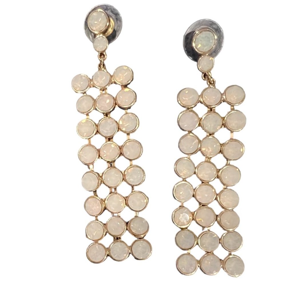Banana Republic Waterfall White/Gold Gem Earrings